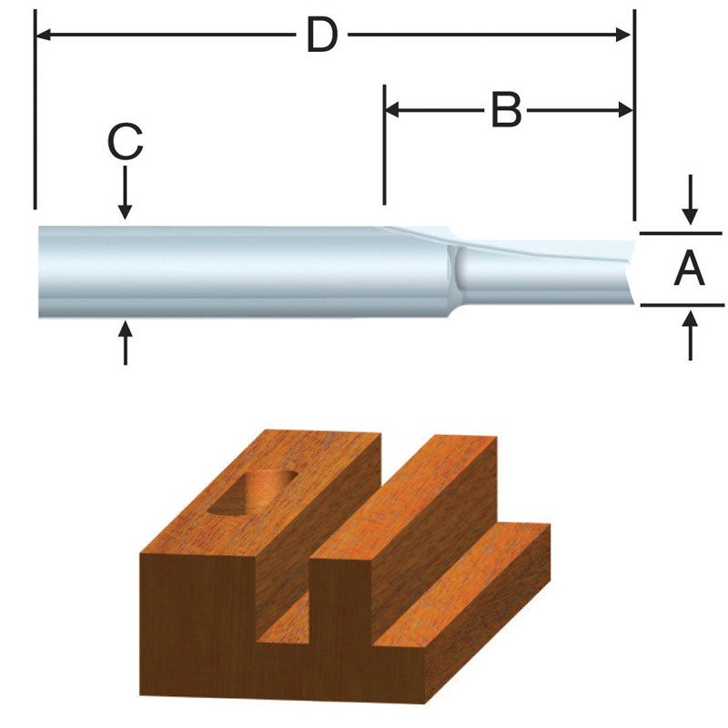 Vermont American 5/16 in. Dia. x 1 in. Carbide Tipped 2-Flute Straight Router Bit