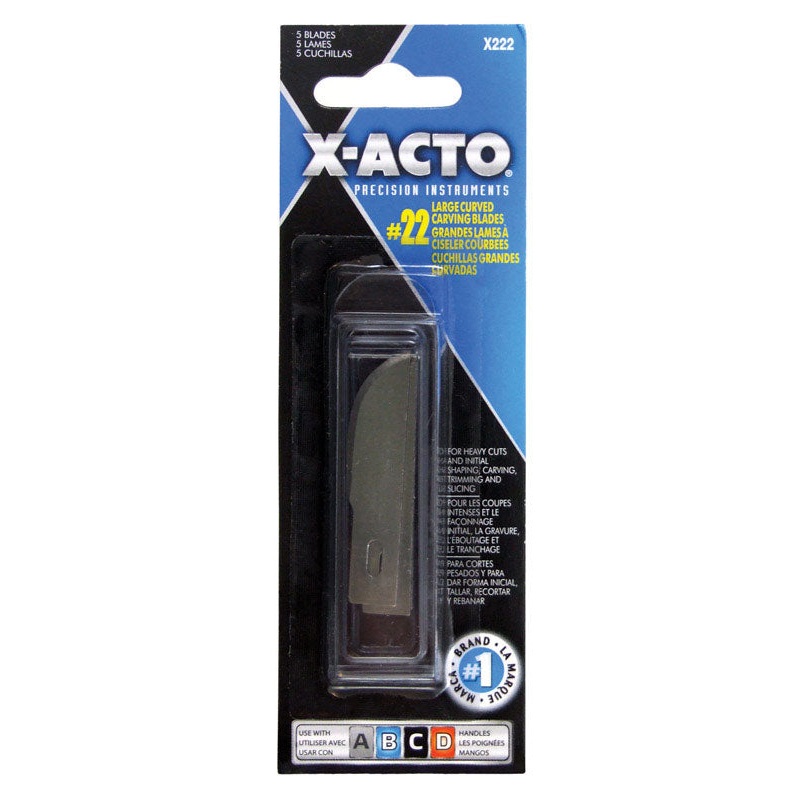 X-Acto #22 Carbon Steel Curved Carving #22 Hobby Knife Replacement Blade 5 pk