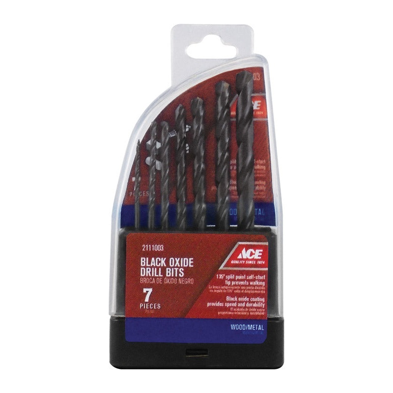 Ace Black Oxide Reduced Multi Size Dia. Drill Bit 7 pc.