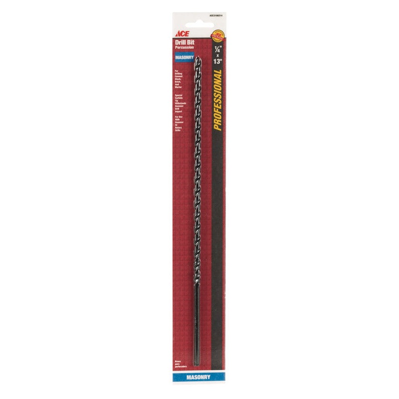 Ace Carbide Straight Shank 1/4 in. Dia. x 13 in. L Percussion Drill Bit 1 pc.