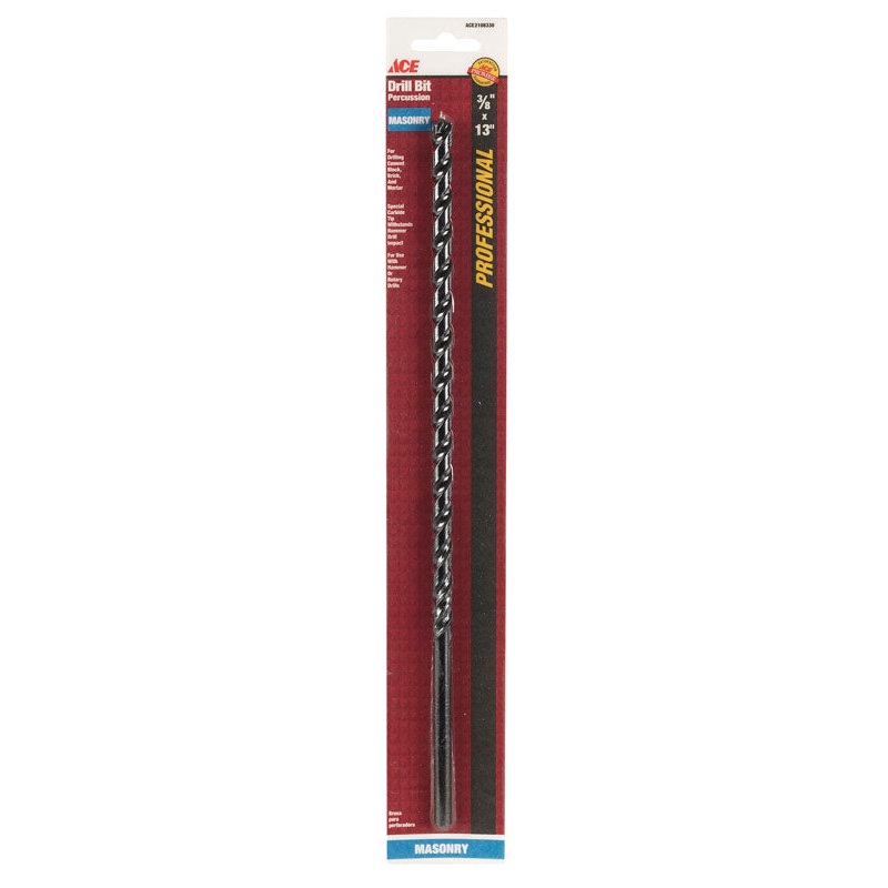 Ace Carbide Straight Shank 3/8 in. Dia. x 13 in. L Percussion Drill Bit 1 pc.