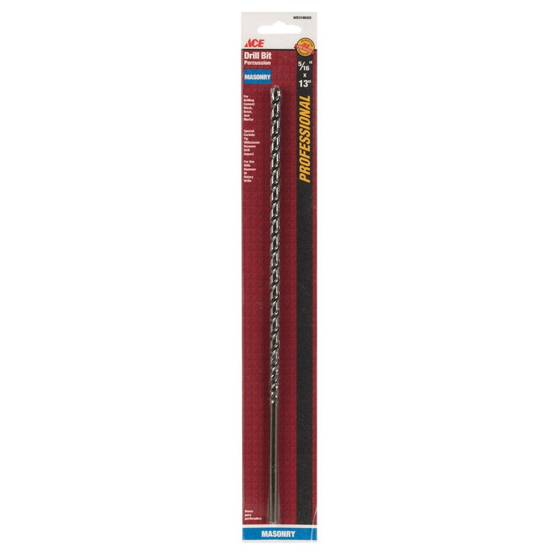 Ace Carbide Straight Shank 5/16 in. Dia. x 13 in. L Percussion Drill Bit 1 pc.