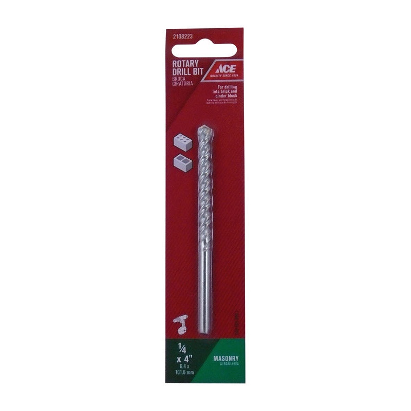 Ace Steel Straight Shank 1/4 in. Dia. x 4 in. L Rotary Drill Bit 1 pc.