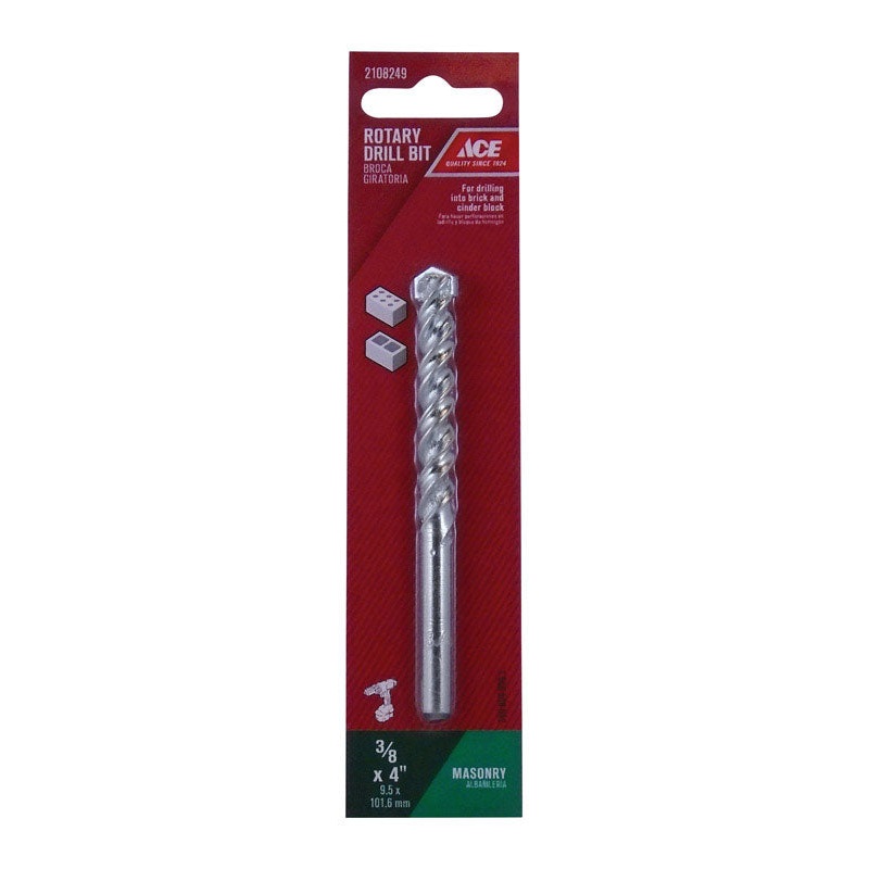 Ace Steel Straight Shank 3/8 in. Dia. x 4 in. L Rotary Drill Bit 1 pc.