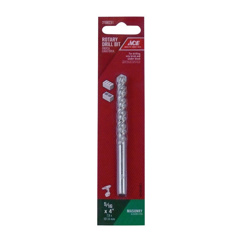 Ace Steel Straight Shank 5/16 in. Dia. x 4 in. L Rotary Drill Bit 1 pc.