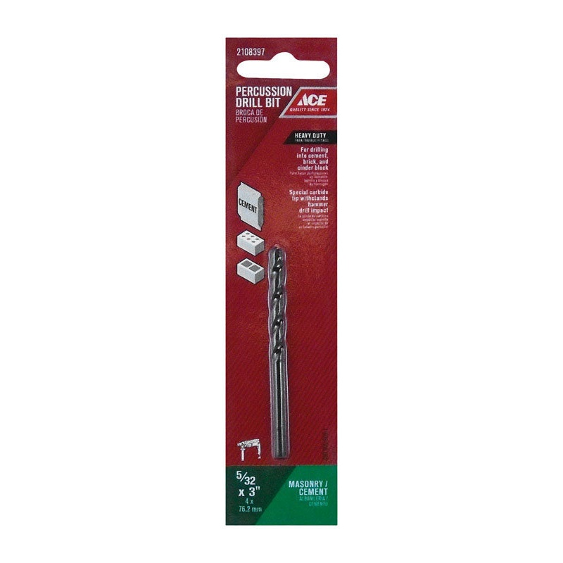 Ace Steel Straight Shank 5/32 in. Dia. x 3 in. L Percussion Drill Bit 1 pc.