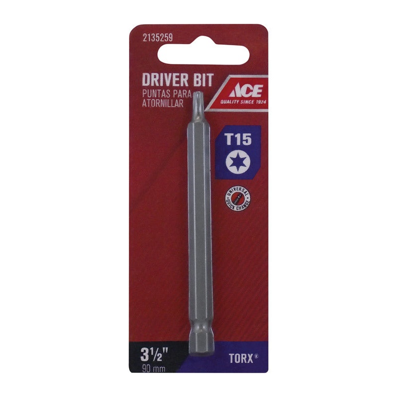 Ace T15 Torx Screwdriver Bit 1/4 in. Dia. x 3-1/2 in. L 1 pc.