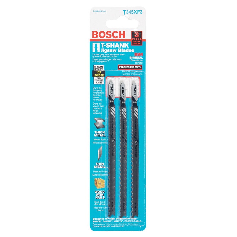 Bosch Bi-Metal T-Shank 5-1/4 in. L Jig Saw Blade 5-10 TPI 3 pk