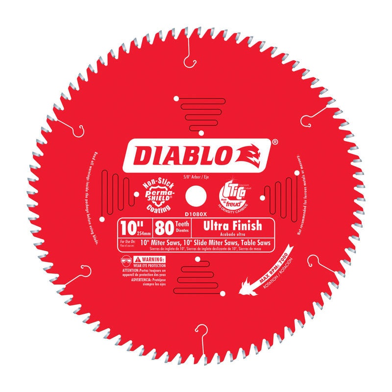Freud Diablo 10 in. Dia. 80 teeth Carbide Tip Circular Saw Blade For Wood, Veneers and Melamine