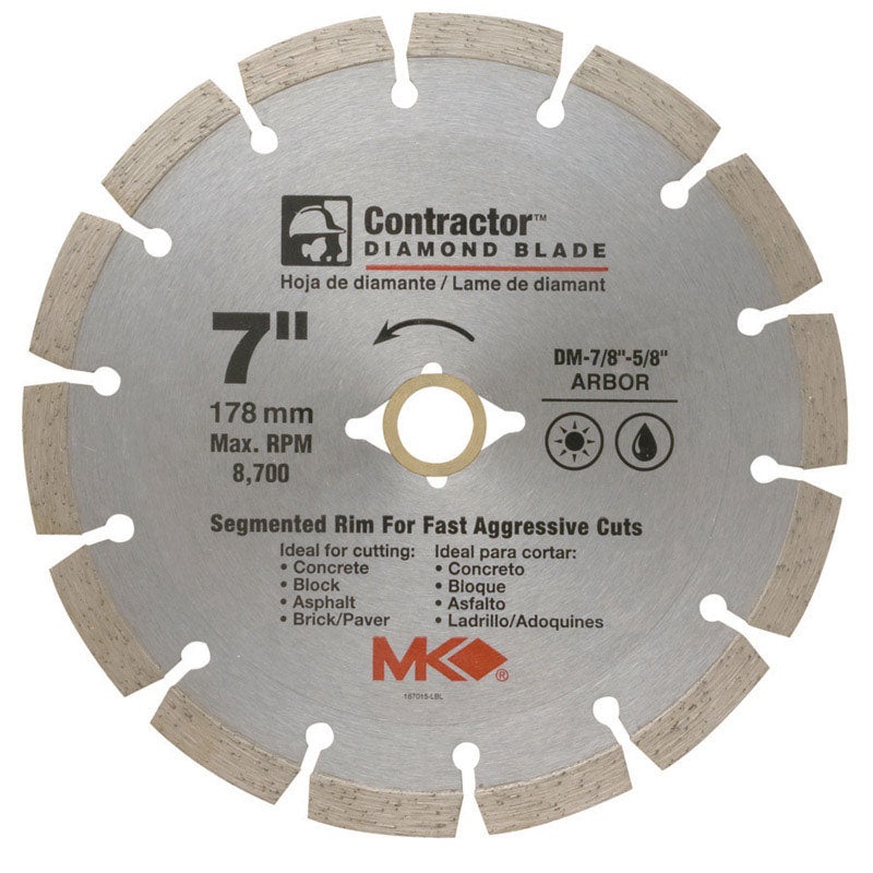 M.K. Diamond 7 in. Dia. Diamond Segmented Rim Circular Saw Blade For Cutting Concrete and Masonry