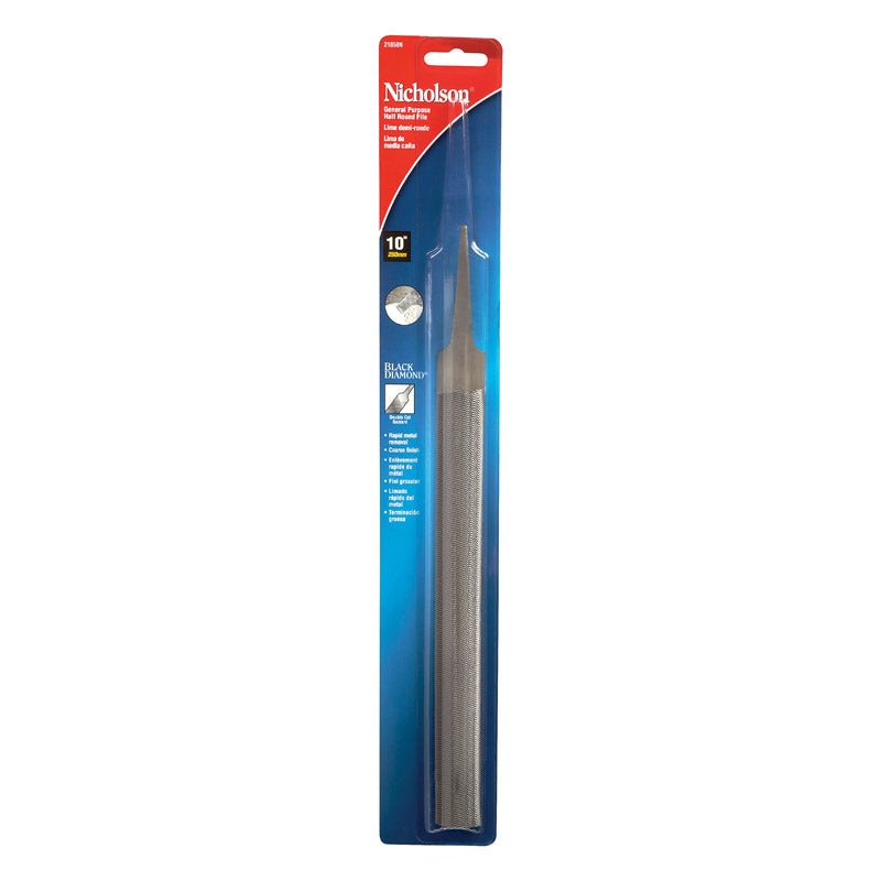 Nicholson Bastard Double Cut/Half Round/Half Flat Tapered File 10 in. L American