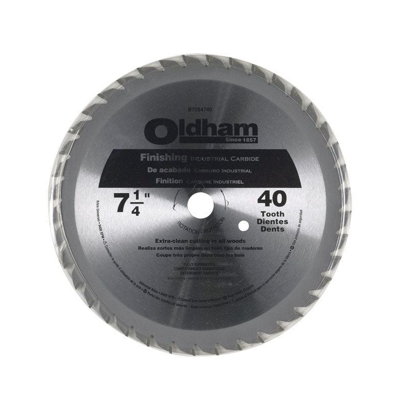 Oldham 7-1/4 in. Dia. 40 teeth Carbide Tip Steel Circular Saw Blade For Fine Tooth Finish