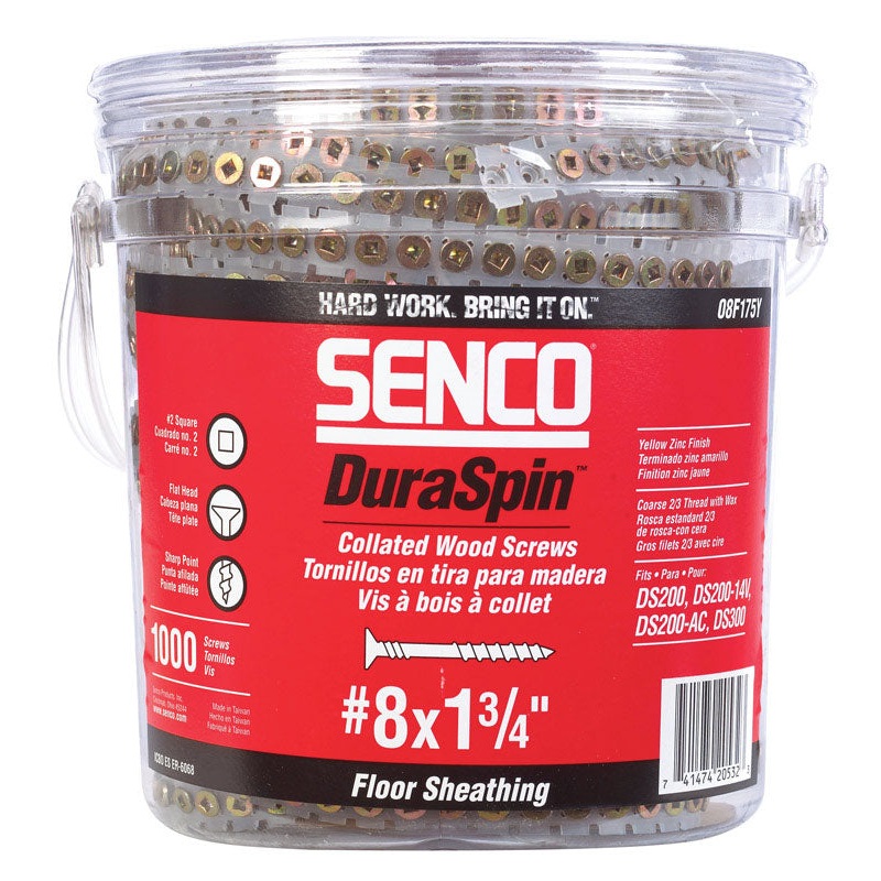 Senco DuraSpin Flat Wood Screws No. 8 x 1-3/4 in. L Yellow Zinc Steel 1,000 pk