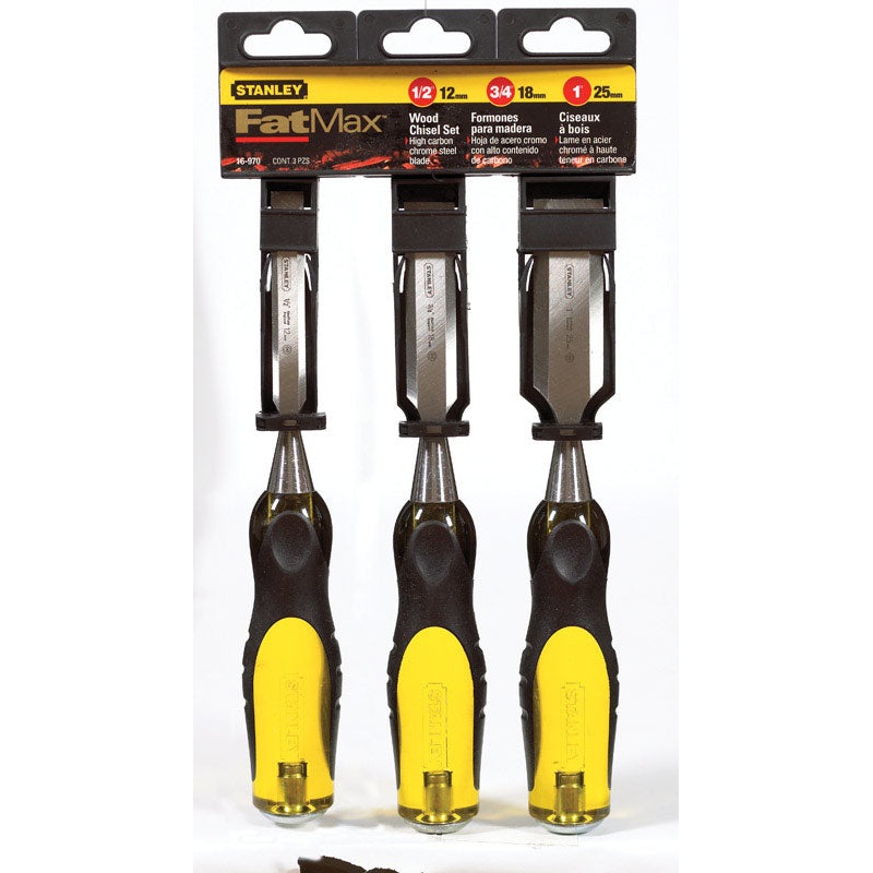 Stanley FaxMax Thru-Tang 1/2 in. W x 9 in. L Tempered Carbon Chrome Steel Wood Chisel Set 3 pc.