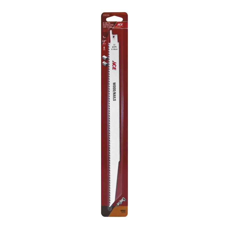 Ace 12 in. L 6 TPI Bi-Metal Reciprocating Saw Blade 1 pk