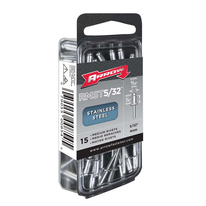 Arrow 1/6 in. Dia. x 1/4 in. Stainless Steel Rivets 15 pk