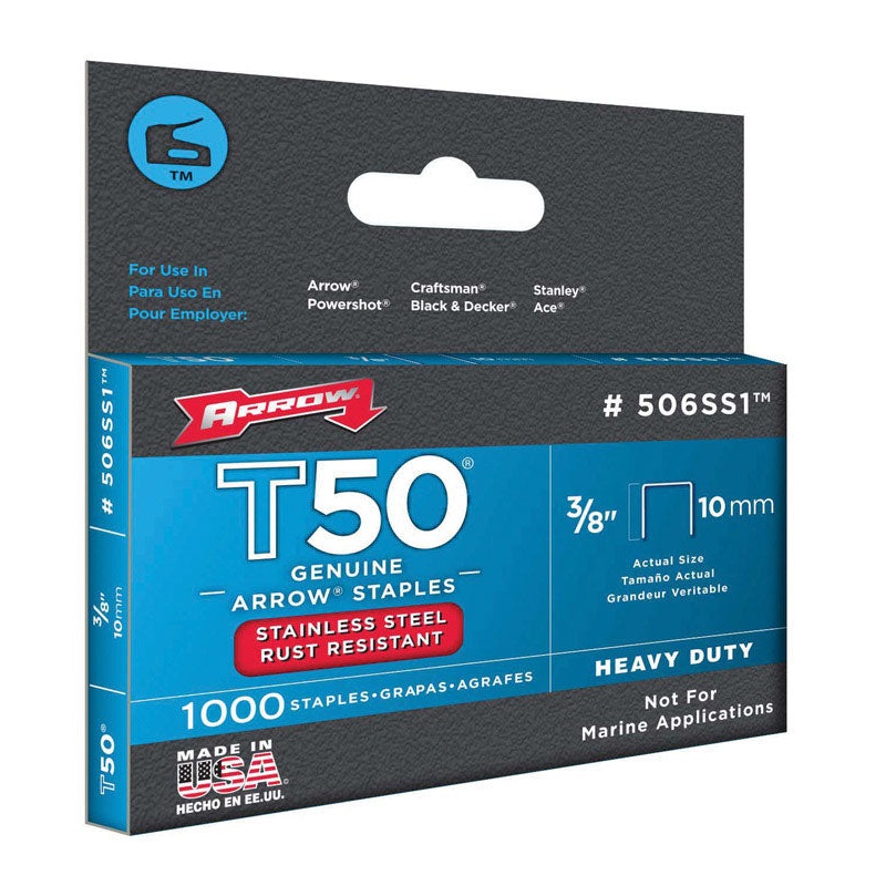 Arrow T50 Narrow Heavy Duty Staples Gray 3/8 in. L