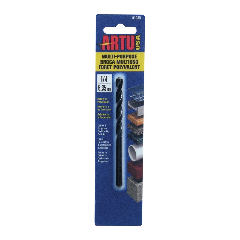 ARTU Carbide Tipped Straight Shank 1/4 in. Dia. x 4-1/8 in. L Drill Bit 1 pc.