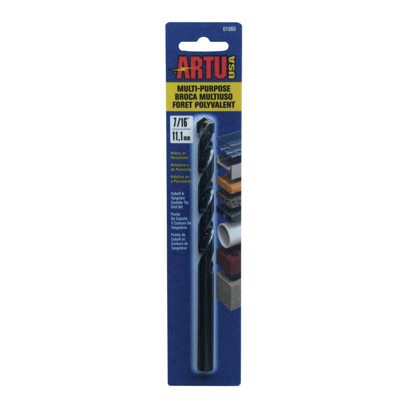 ARTU Carbide Tipped Straight Shank 7/16 in. Dia. x 6-1/8 in. L Drill Bit 1 pc.