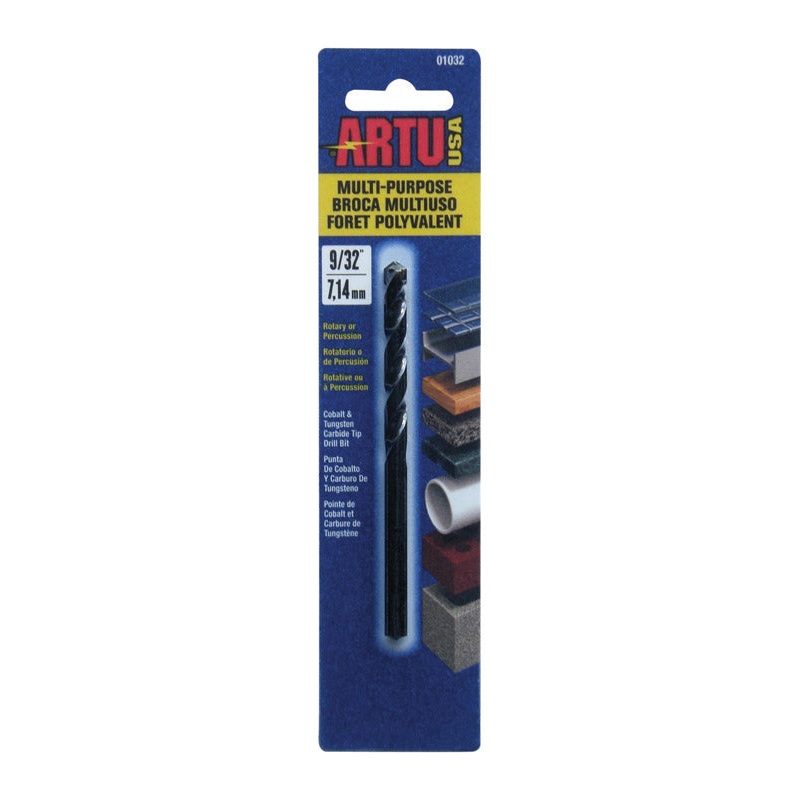 ARTU Carbide Tipped Straight Shank 9/32 in. Dia. x 4-3/8 in. L Drill Bit 1 pc.
