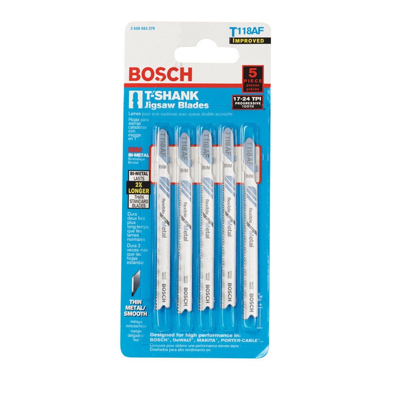 Bosch Bi-Metal T-Shank 3 in. L Jig Saw Blade 24 TPI 5 pk