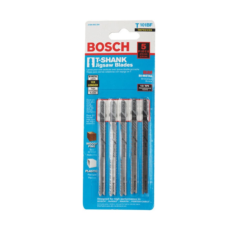 Bosch Bi-Metal T-Shank 4 in. L Jig Saw Blade 10 TPI 5 pk