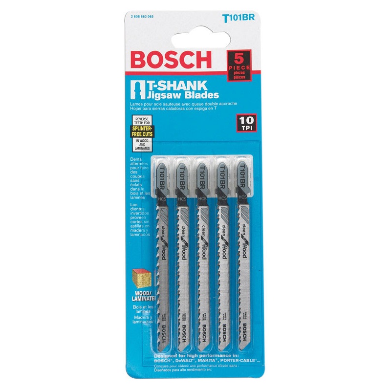 Bosch High Carbon Steel T-Shank 4 in. L Jig Saw Blade 10 TPI 5 pk