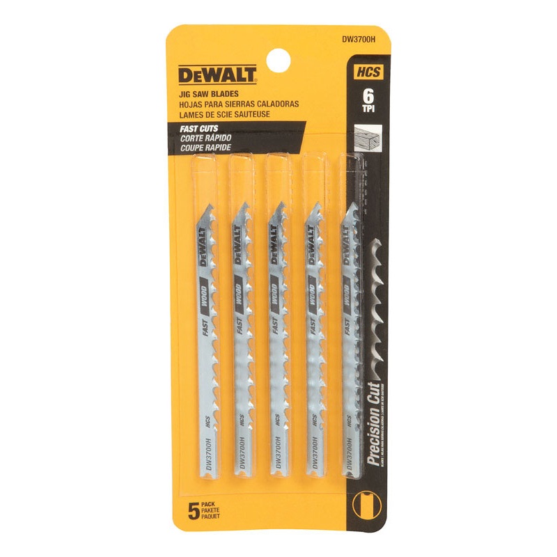 DeWalt High Carbon Steel U-Shank 4 in. L Jig Saw Blade 6 TPI 5 pk