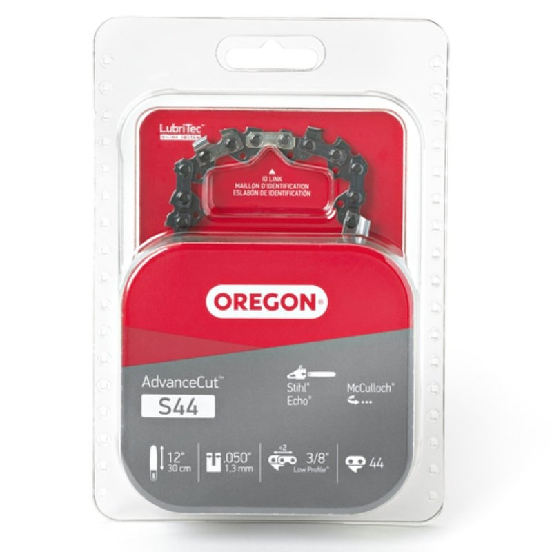 Oregon S44 Chainsaw Chain, 12 in L Bar, 0.05 Gauge, 3/8 in TPI/Pitch, 44-Link