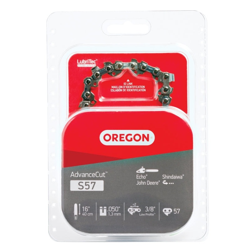 Oregon S57 Chainsaw Chain, 16 in L Bar, 0.05 Gauge, 3/8 in TPI/Pitch, 57-Link
