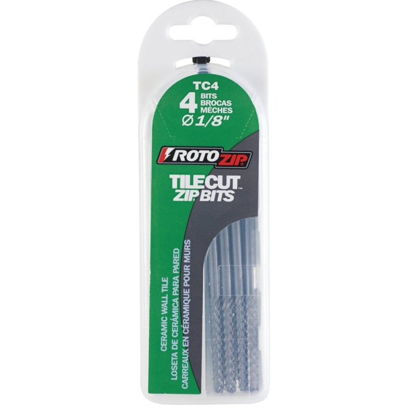 Rotozip TC4 Tilecut Bit, 1/8 in Dia, Steel