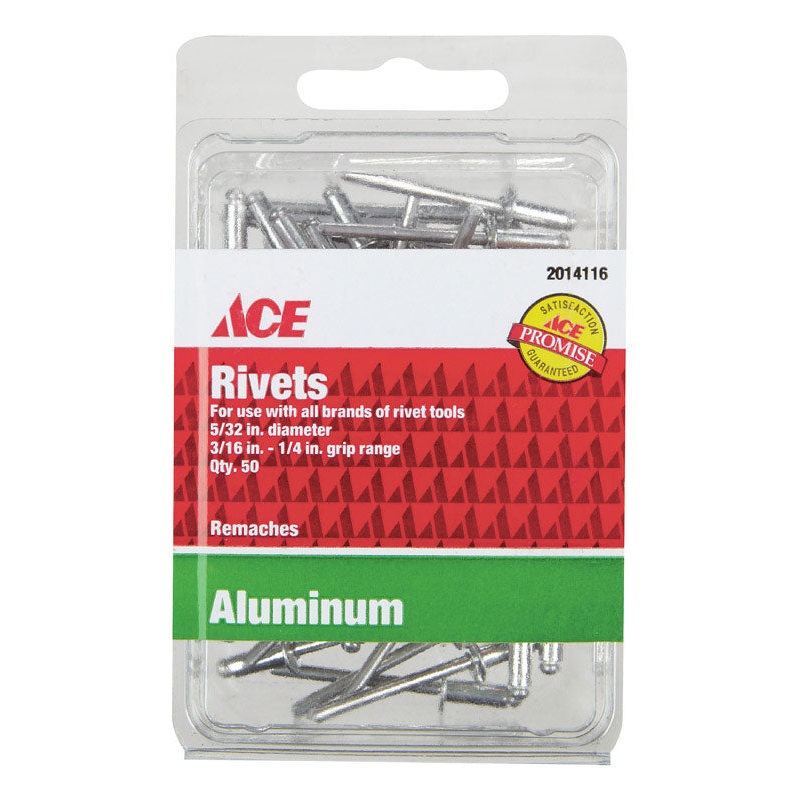 Ace 1/6 in. Dia. x 1/4 in. Aluminum Rivets 50 pk
