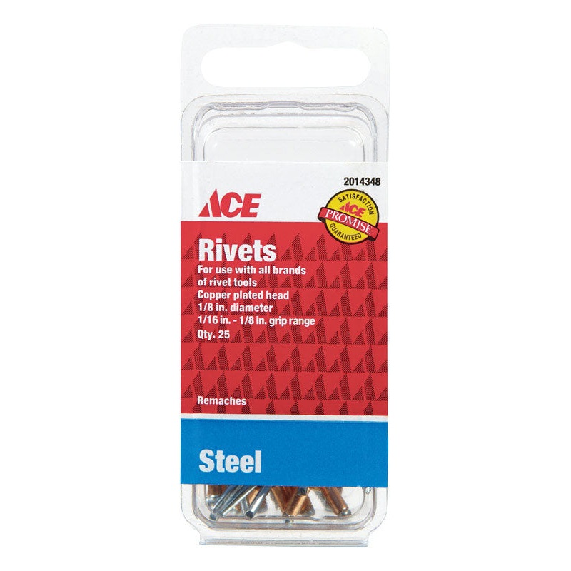 Ace 1/8 in. Dia. x 1/8 in. Steel Rivets 25 pk