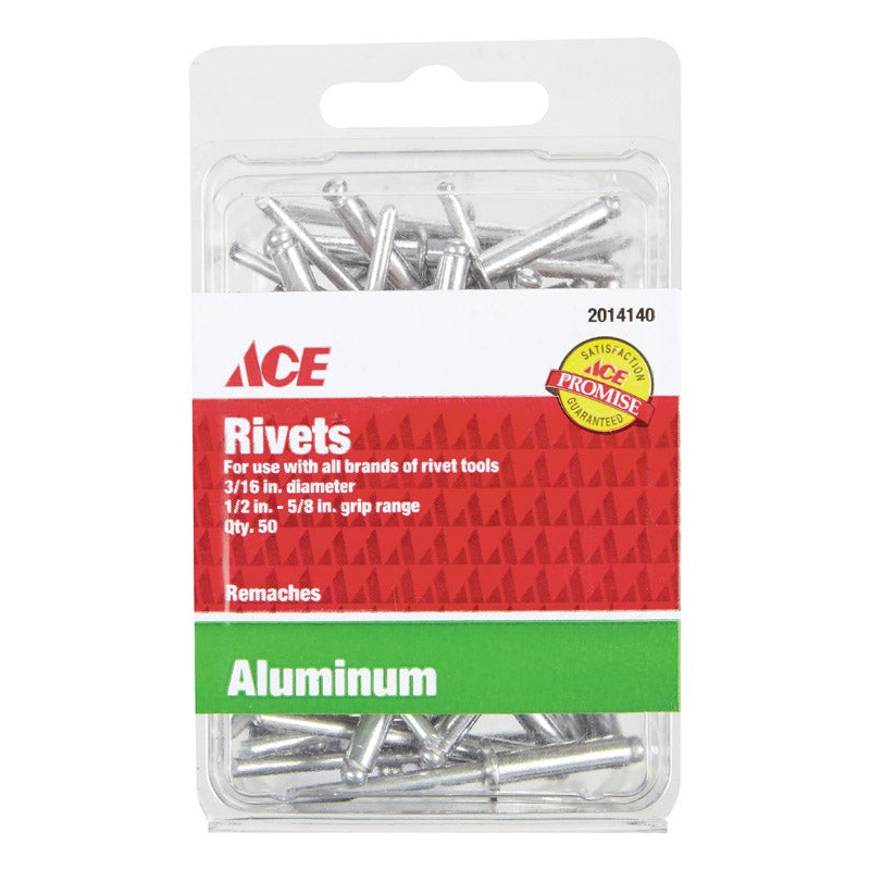 Ace 3/16 in. Dia. x 5/8 in. Aluminum Rivets 50 pk