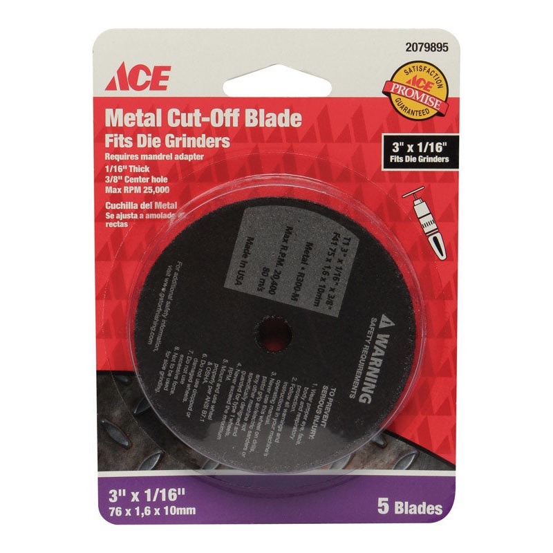 Ace 3 in. Dia. x 0.06 in. 0.625 in. Cut Off Blade