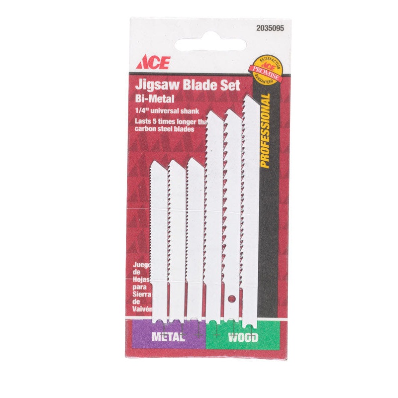 Ace Bi-Metal U-Shank Jig Saw Blade Set 6 pk