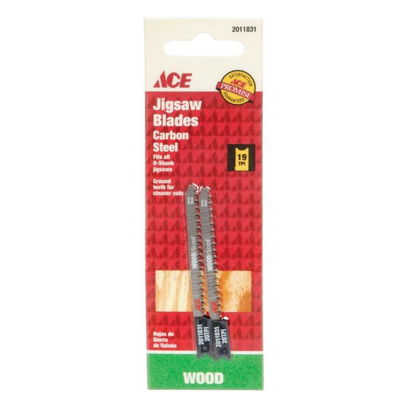 Ace Carbon Steel U-Shank 2-3/4 in. L Jig Saw Blade 19 TPI 2 pk