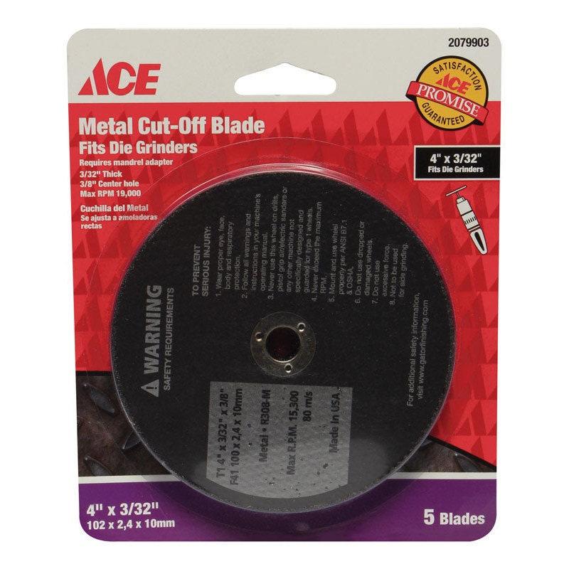 Ace Metal Cut-Off Blade 4 in. Dia. x 3/32 in. thick x 3/8 in.