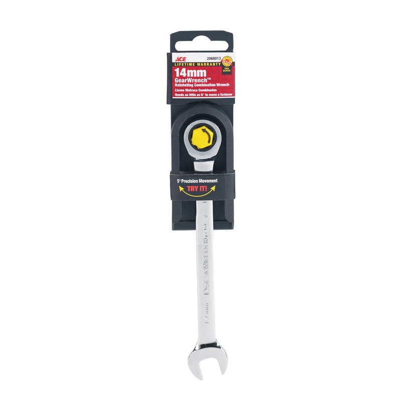 Ace Pro Series GearWrench 14 mm x 14 mm Metric Alloy Steel Ratcheting Combination Wrench