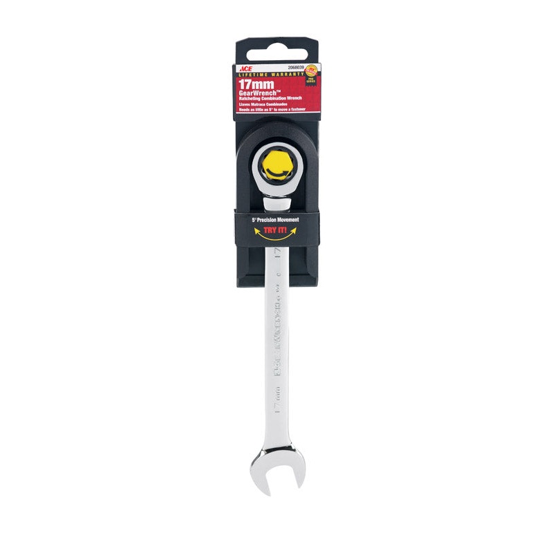 Ace Pro Series GearWrench 17 mm x 17 mm Metric Alloy Steel Ratcheting Combination Wrench