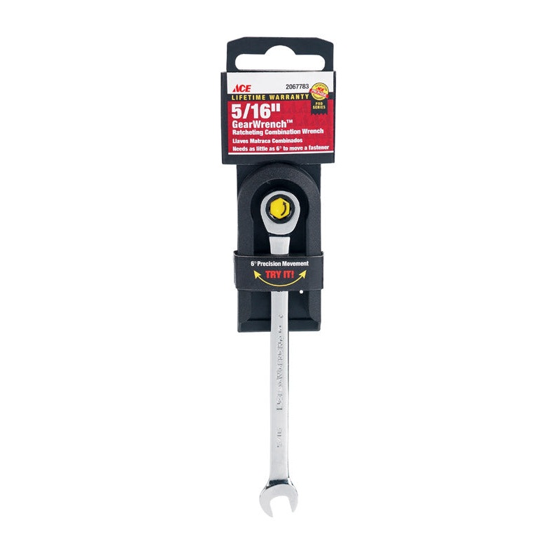 Ace Pro Series GearWrench 5/16 in. x 5/16 in. SAE Alloy Steel Ratcheting Combination Wrench