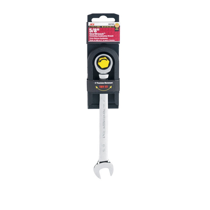 Ace Pro Series GearWrench 5/8 in. x 5/8 in. SAE Alloy Steel Ratcheting Combination Wrench