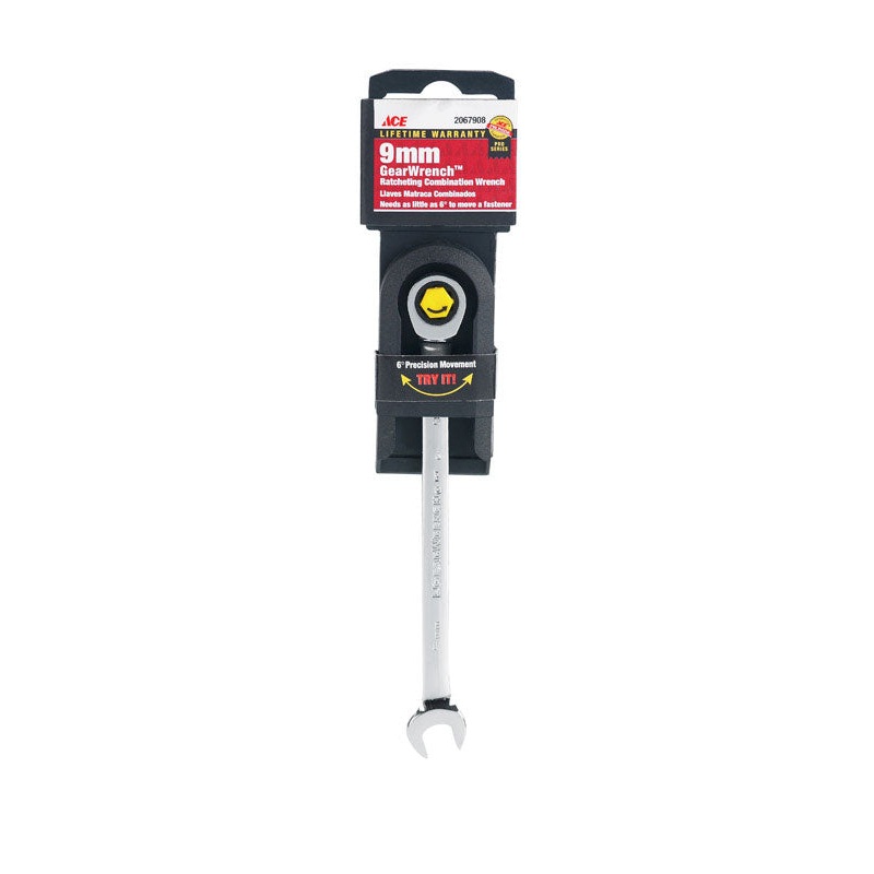 Ace Pro Series GearWrench 9 mm x 9 mm Metric Alloy Steel Ratcheting Combination Wrench