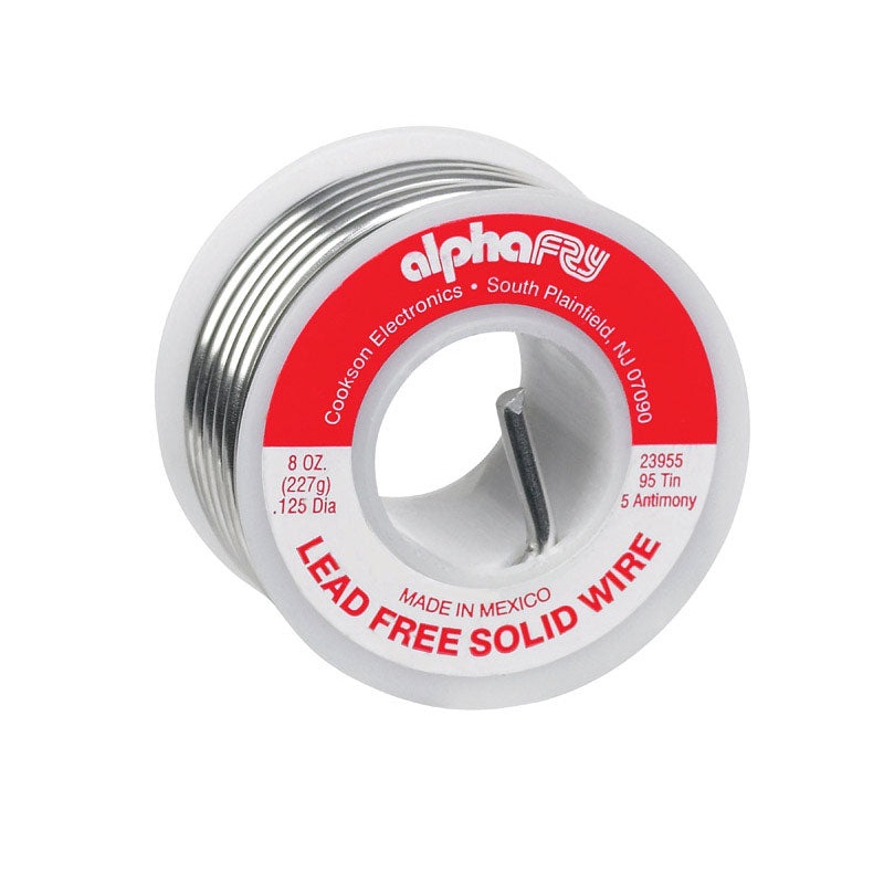 Alpha Fry Tin / Antimony For Plumbing Solid Wire Solder 8 oz. 95% Tin, 5% Antimony For General N