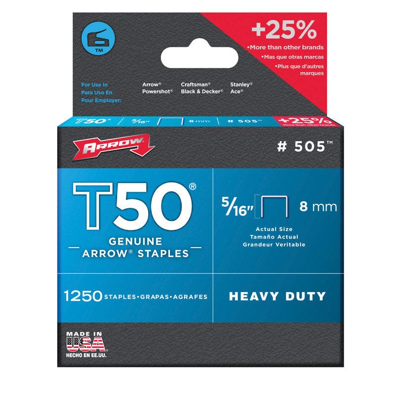 Arrow T50 Wide Heavy Duty Staples Gray 5/16 in. L