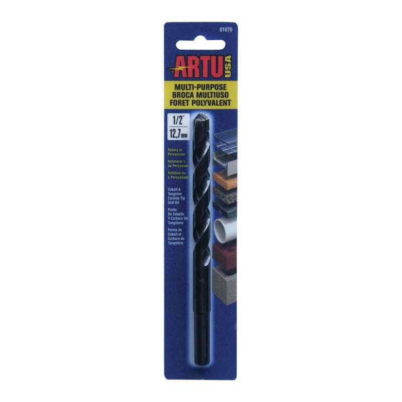 ARTU Carbide Tipped Straight Shank 1/2 in. Dia. x 6-1/4 in. L Drill Bit 1 pc.
