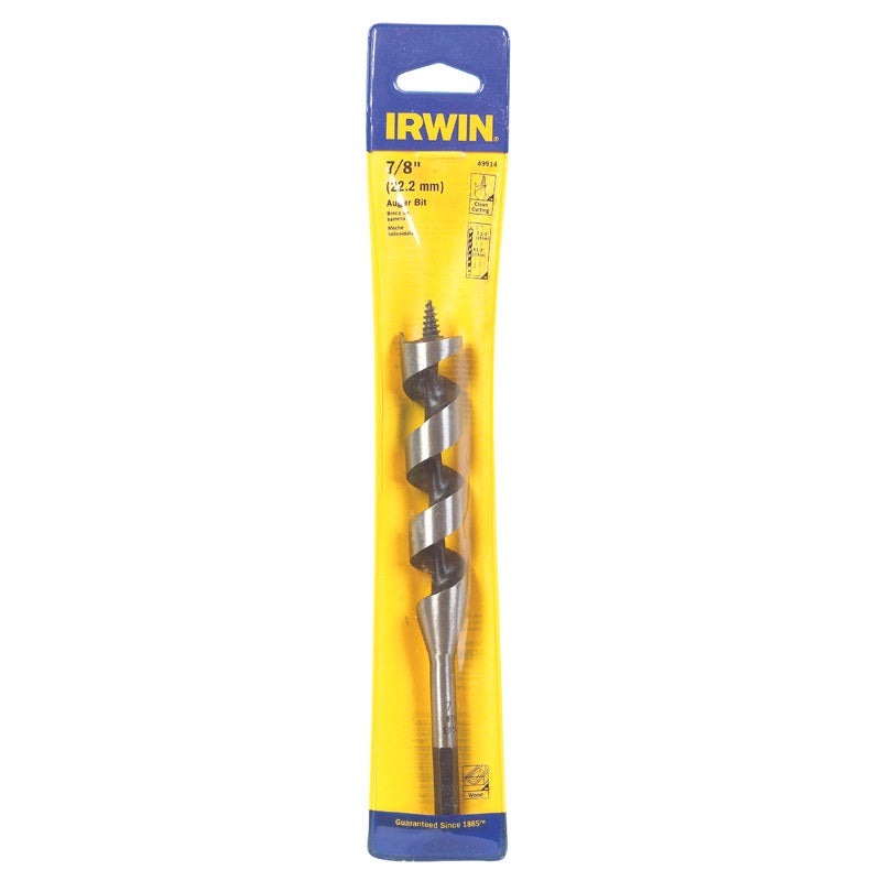 Irwin Carbon Steel Straight 7/8 in. Dia. x 7-1/2 in. L Auger Bit 1 pc.