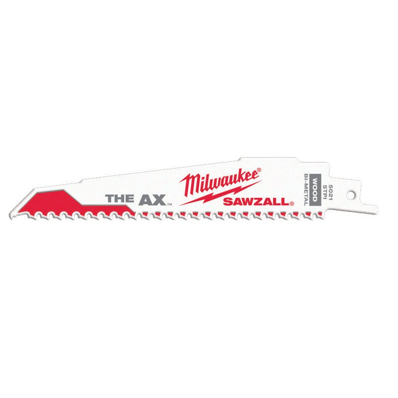 Milwaukee The AX 6 in. L 5 TPI Bi-Metal Sawzall Blade 5 pk