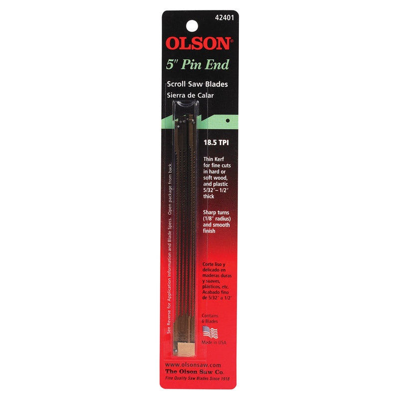 Olson 0.07 in. W x 5 in. L x 0.01 in. Steel Scroll Saw Blade