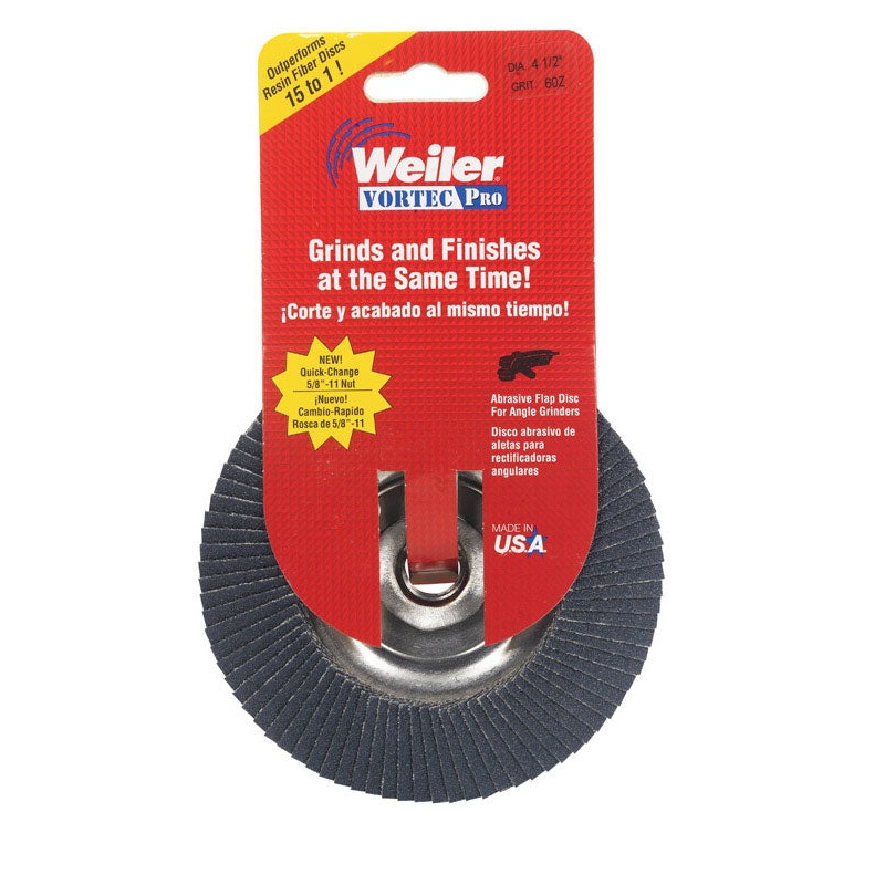 Weiler 4-1/2 in. Dia. x 7/8 in. Zirconium Flap Disc 60 Grit